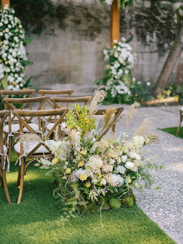 Ceremony Details for Wedding at Hacienda de la Flores flower design by Gorgeous and Green Nadya Vysotskaya photography