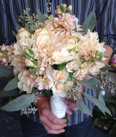 blush bridal bouquet with local grown goodness by Gorgeous and Green