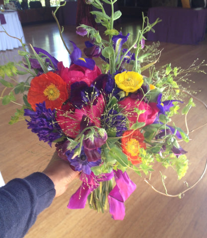 wild jewel tone bridal bouquet for a wedding at the Brazil Room by Gorgeous and Green