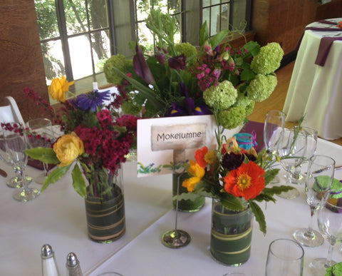 Centerpieces for a wedding at the Brazil Room by Gorgeous and Green