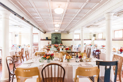 The Reception Hall with Gorgeous and Green flowers at the Headlands Center for Arts