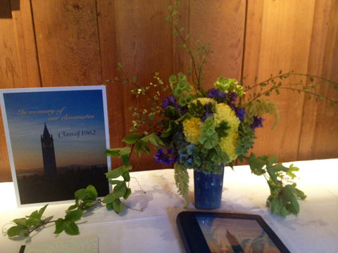 Overgrown Sign In Table arrangement for reunion at UC Berkeley Faculty Club by Gorgeous and Green