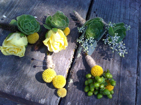 crespedia boutonnieres and corsages by Gorgeous and Green