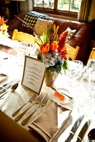 succulent aloe flower in a centerpiece, local grown by Gorgeous and Green