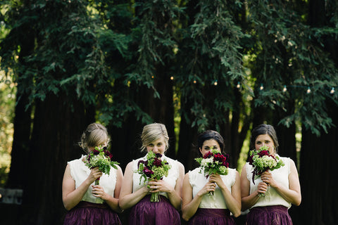 bridesmaids and their bouquets for a wedding in Calistoga by Gorgeous and Green