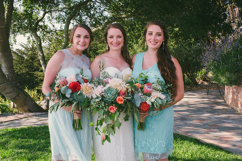 Local grown flowers for a bride and her bridesmaids by Gorgeous and Green