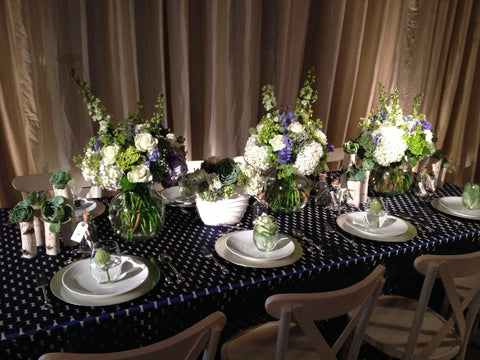 Nautical themed centerpiece and table design by Gorgeous and Green and Napa Linens
