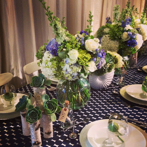 nautical themed centerpiece design by Gorgeous and Green and Napa Valley Linens