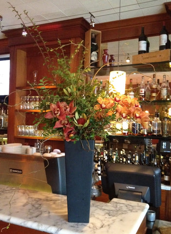 tall long lasting arrangement for restaurant in Berkeley by Gorgeous and Green