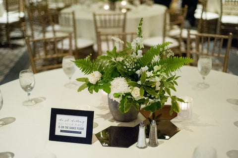 Simple white and green centerpiece by Gorgeous and green at the Sir Francis Drake