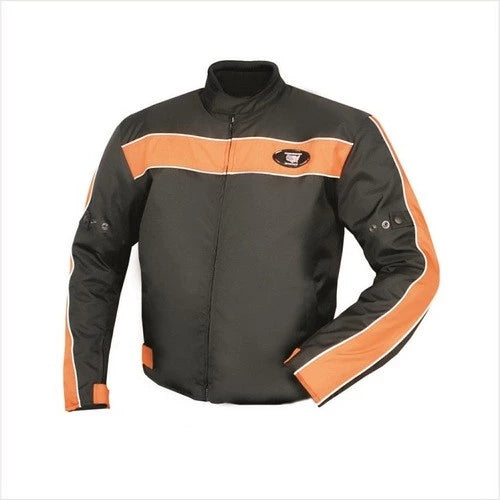 Mens Cordura Orange Stripe with Reflective Piping Motorcycle Jacket ...