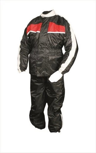 Mens Black and Red Reflective Motorcycle Rain Suit | Renaissance Cycle ...