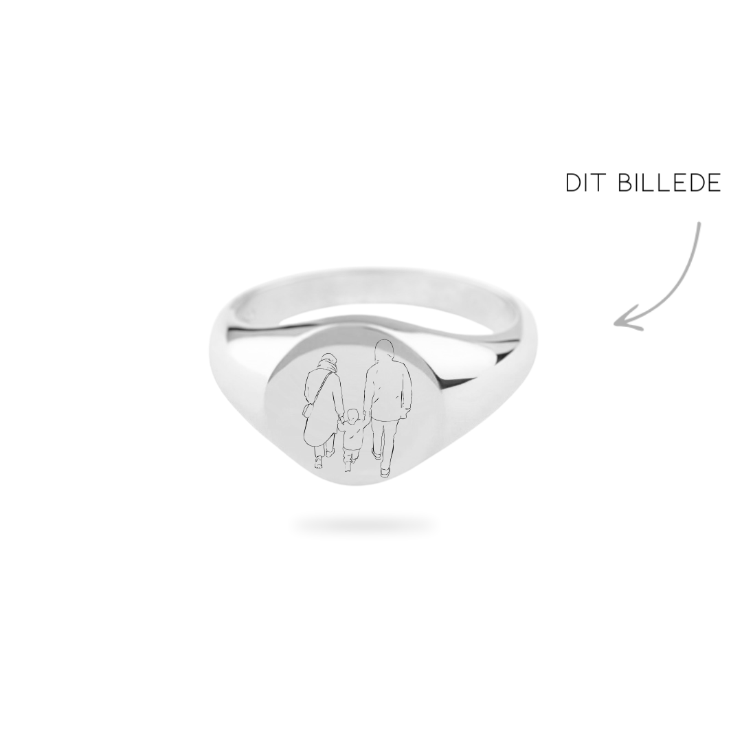 Billede af Personal Picture Round Signet Ring Sølv - 52