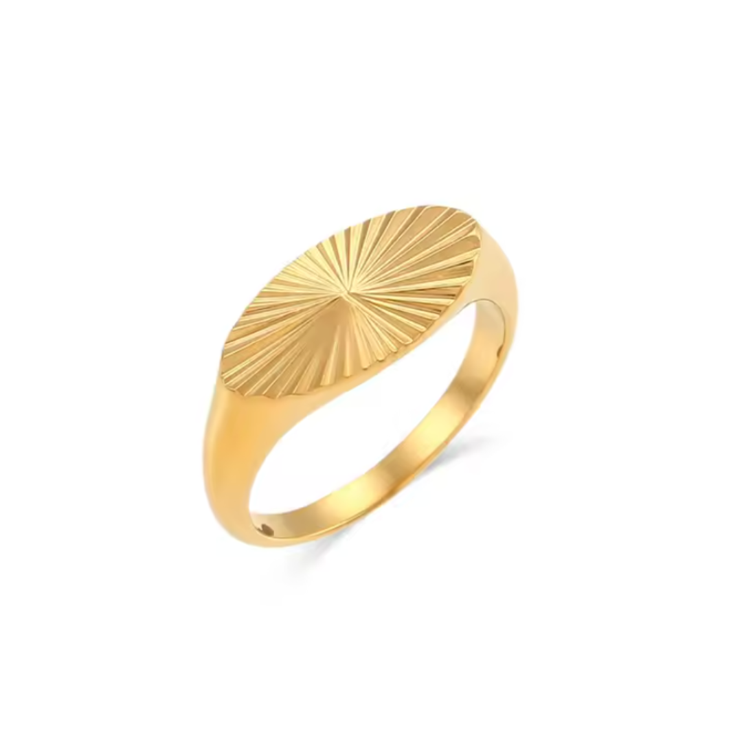 Billede af Oval Signet Sunlight Ring 18K Forgyldt - 52