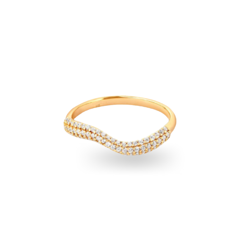 Billede af Crystal Wave Ring 18K Forgyldt - 52