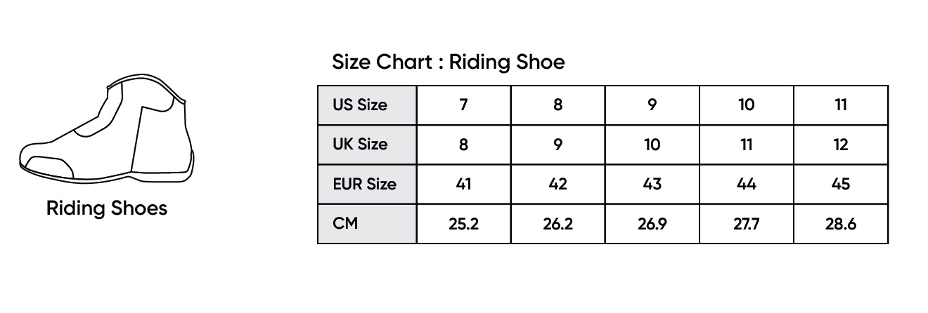 Sizechart Ridingshoes