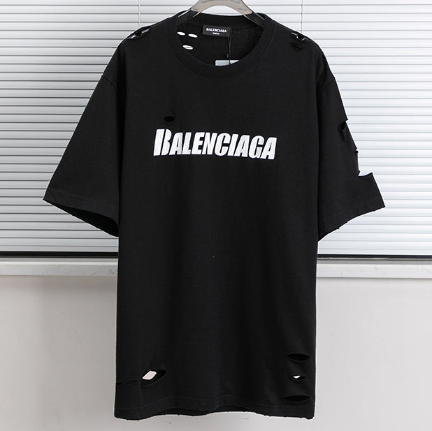 Balenciaga 2023 New Fashion  Women Men  Letter  Scoop Neck Short Sleeve T-shirt