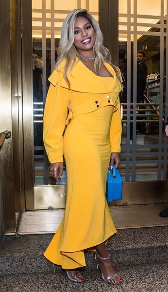Laverne Cox, a vision in yellow, via Marie Claire.