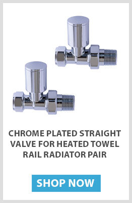 Chrome Plated Straight Valve for Heated Towel Rail Radiator PAIR