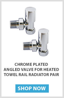 Chrome Plated Angled Valve for Heated Towel Rail Radiator Pair