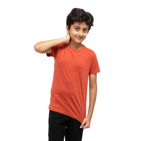 Solid Boys Cotton T-Shirt (Rust Orange)