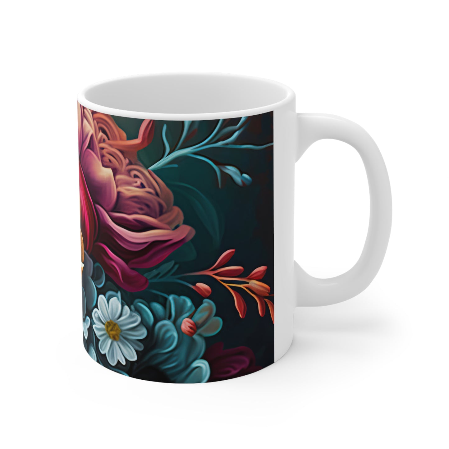 Bold Bouquet Ceramic Mug 11oz - mug, coffee, tea, flowers, gift