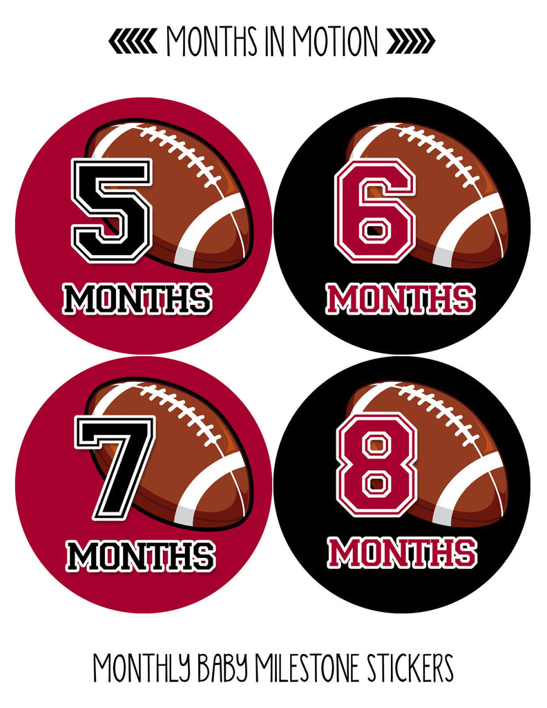 Monthly Baby Stickers Football Baby Boy Month 1 12 Milestone Age Stick Months In Motion