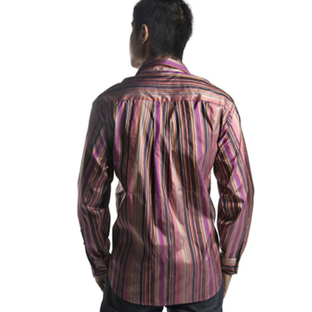 Jamun Purple Striped Mens Silk Shirt | Shubrah