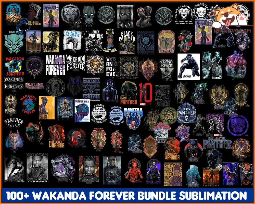 100+ Bundle Black Panther WAKANDA FOREVER Sublimation Design-PNG file| Instant Download