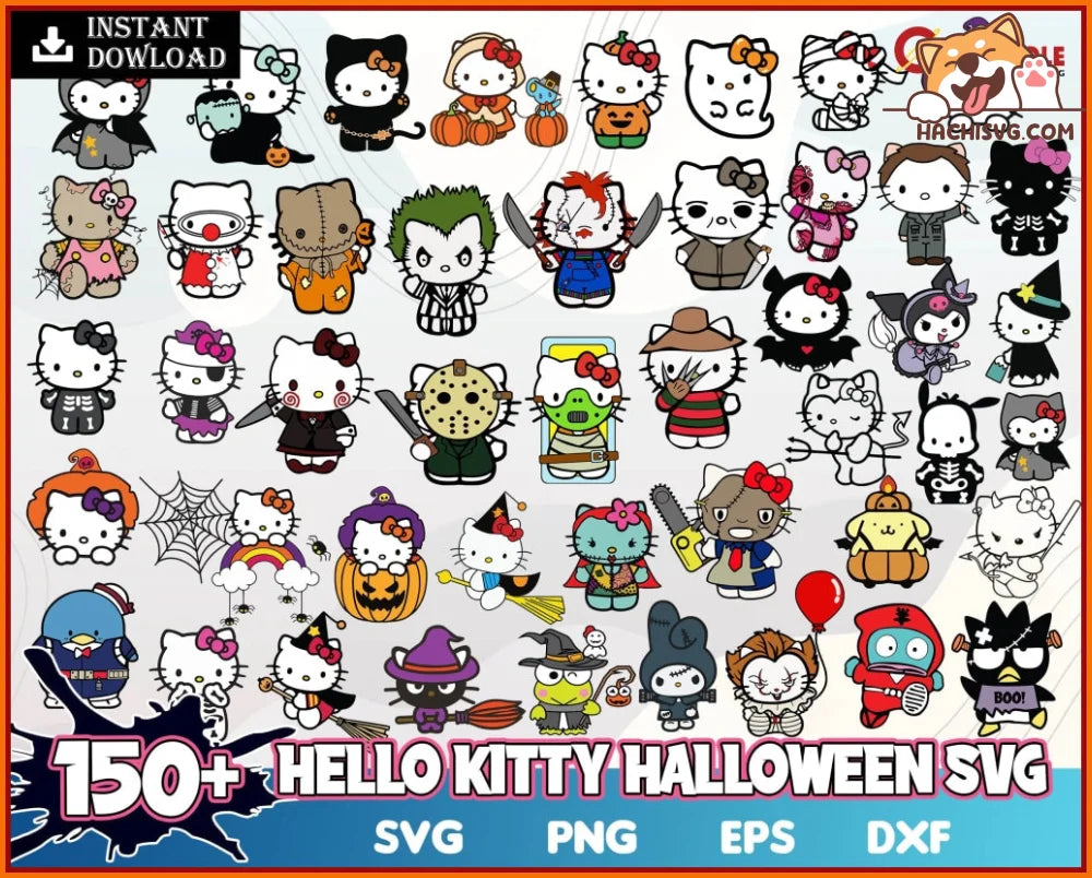 150+ Hello Kitty Halloween SVG Bundle Files for Cricut, Silhouette, Hello Kitty SVG, Hello Kitty SVG, Hello Kitty SVG Files, Hello Kitty SVG Bundle