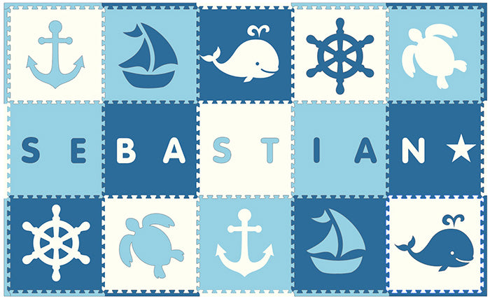 easy personalize softtiles nautical theme play mat in blue white l