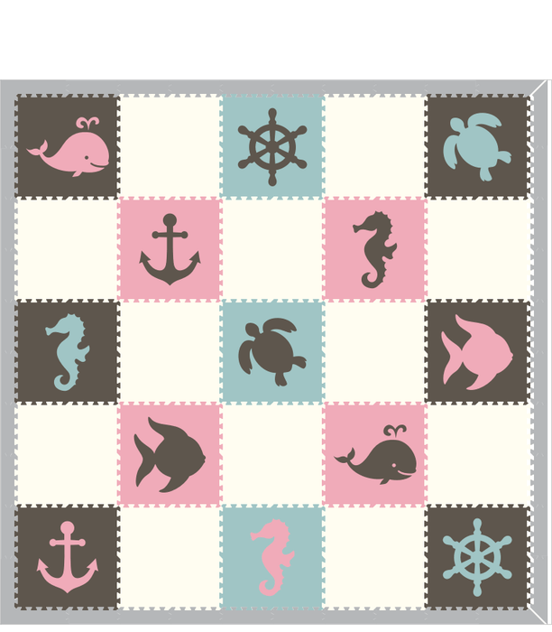 Pink And Blue Childrens Play Mat Kids Nautical Floor Mats