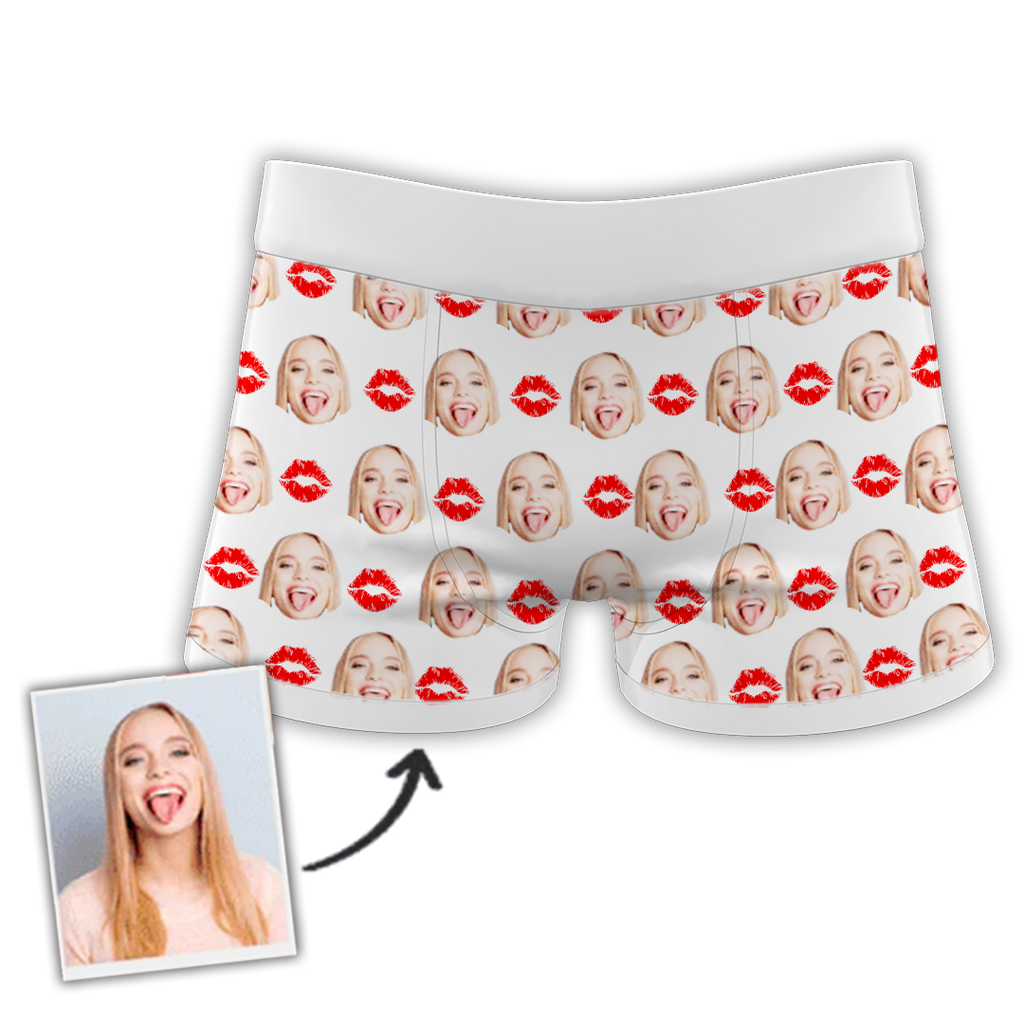 Funny personalized LOVE boxers with a picture of your face for a gift