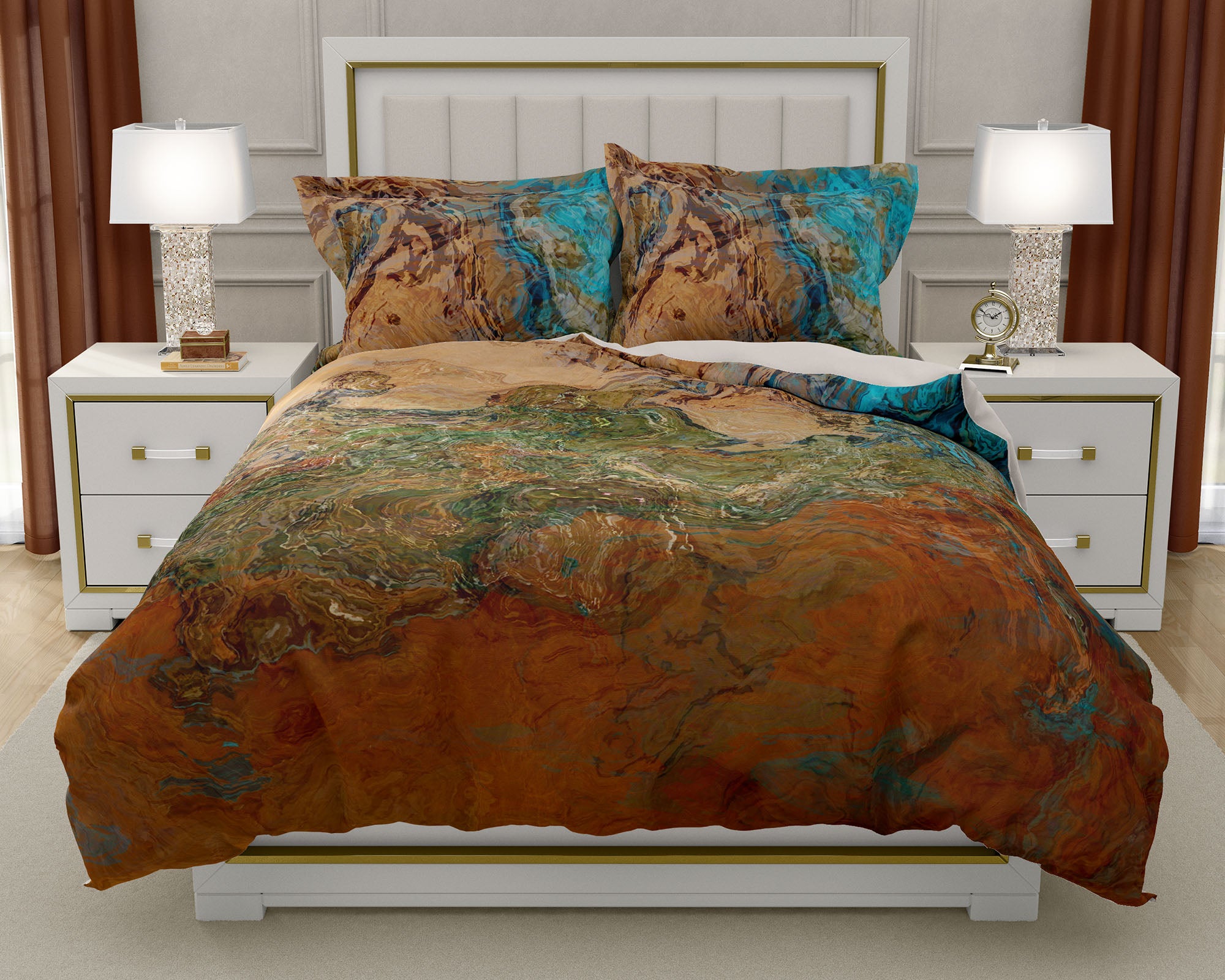 Duvet Cover With Abstract Art King Or Queen In Southwest Colors