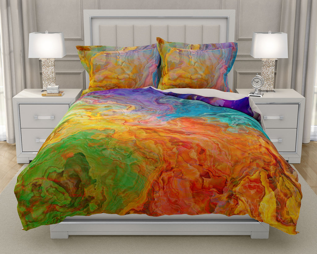 Duvet Cover With Abstract Art King Or Queen In Southwest Colors