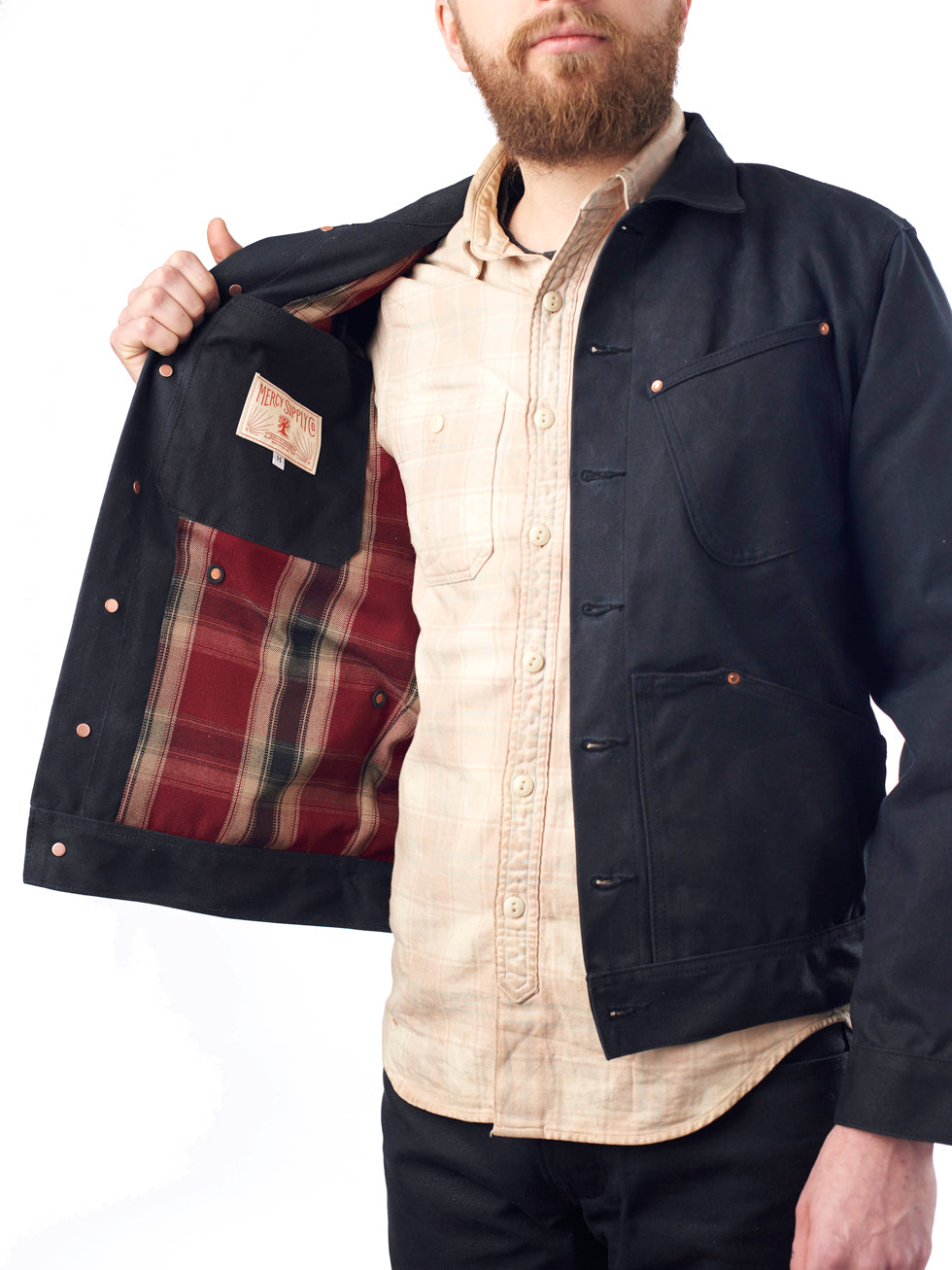 Mercy Supply Co Waxed Canvas Lined Jacket Black - Mildblend Supply Co