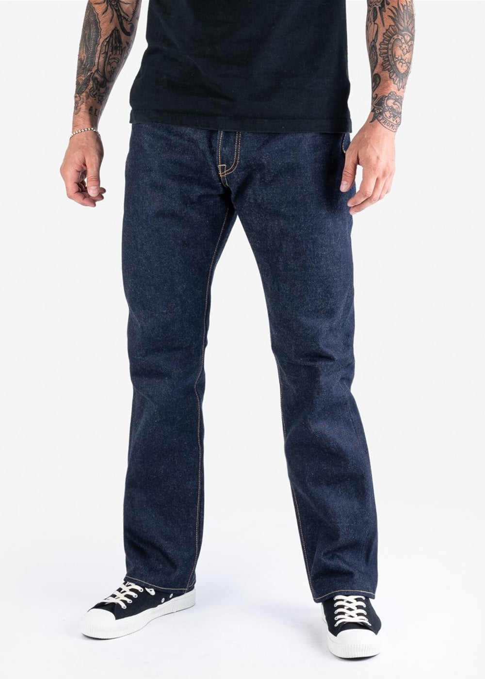 14oz. SELVEDGE DENIM 5P STRAIGHT JEANS - OMNIGOD - AVI LEATHER