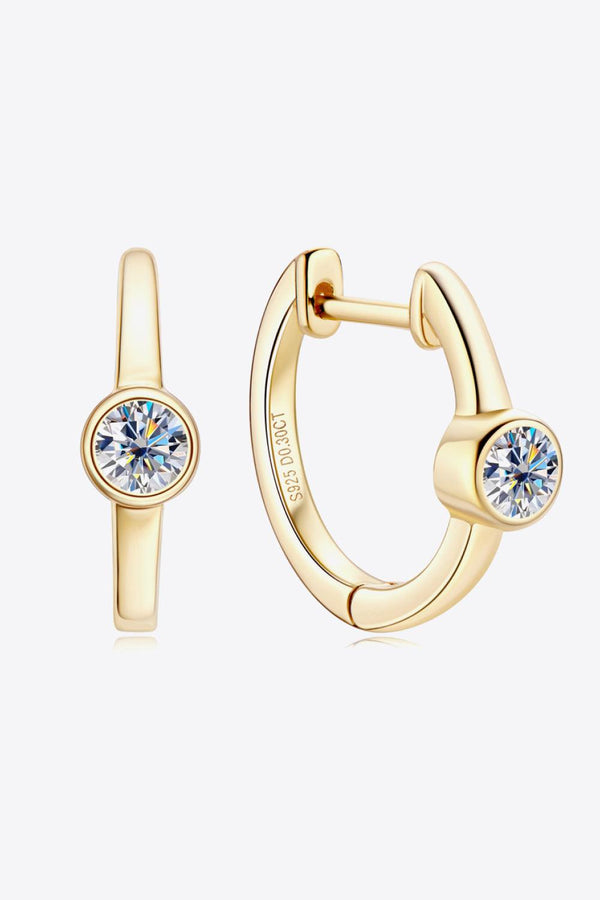 18k Gold-Plated Inlaid Moissanite Huggie Earrings - Ecart