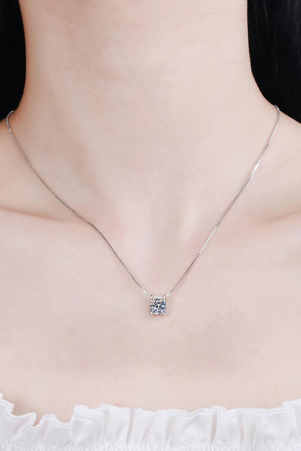 1 Carat Moissanite 925 Sterling Silver Chain Necklace - Ecart