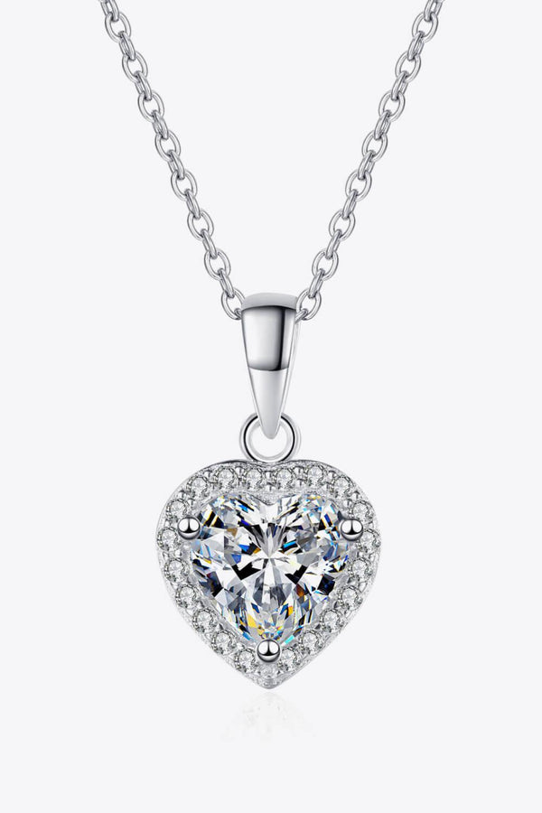 1 Carat Moissanite Heart Pendant Chain Necklace - Ecart