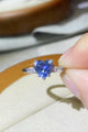 1 Carat Moissanite Heart-Shaped Platinum-Plated Ring in Blue - Ecart