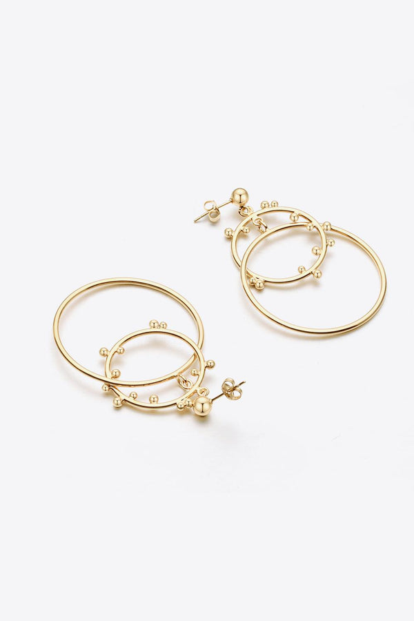 18K Gold-Plated Double Hoop Drop Earrings - Ecart