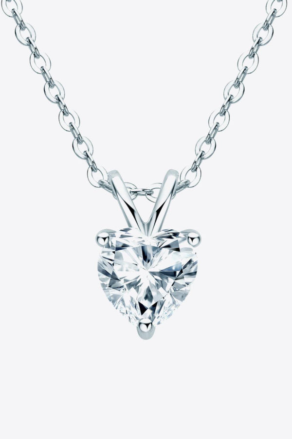 1 Carat Moissanite Heart-Shaped Pendant Necklace - Ecart