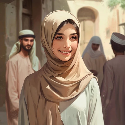 hijabi girl in the market