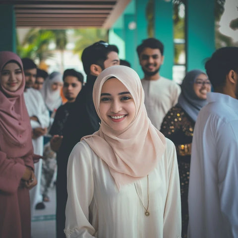 modest girl in a crowd