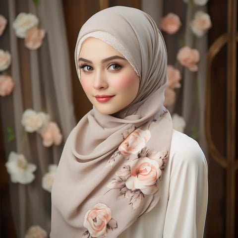 girl wearing hijab with flowers