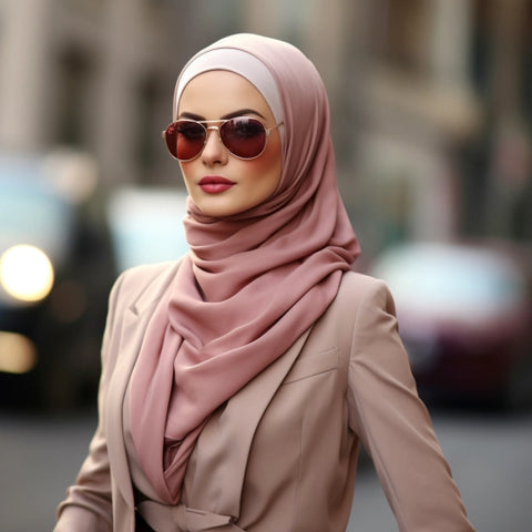 Confident Muslim woman wearing glasses