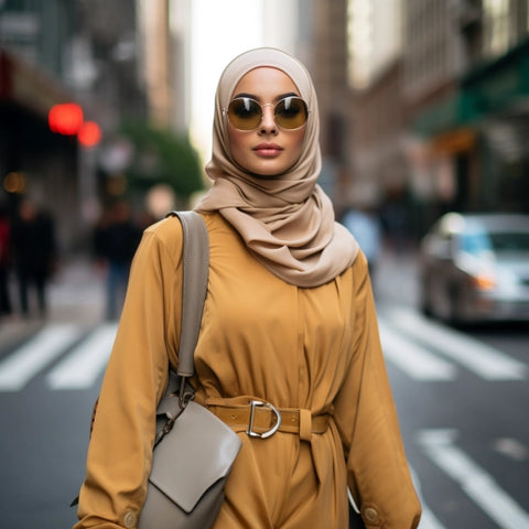 Hijabi girl stading on the street