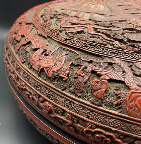 Chinese cinnabar Lacquer Box & Cover