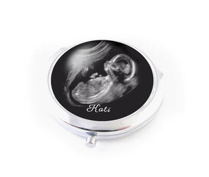 New Baby Sonogram 2x Magnifying Mirror Compact - Jewelrylized.com